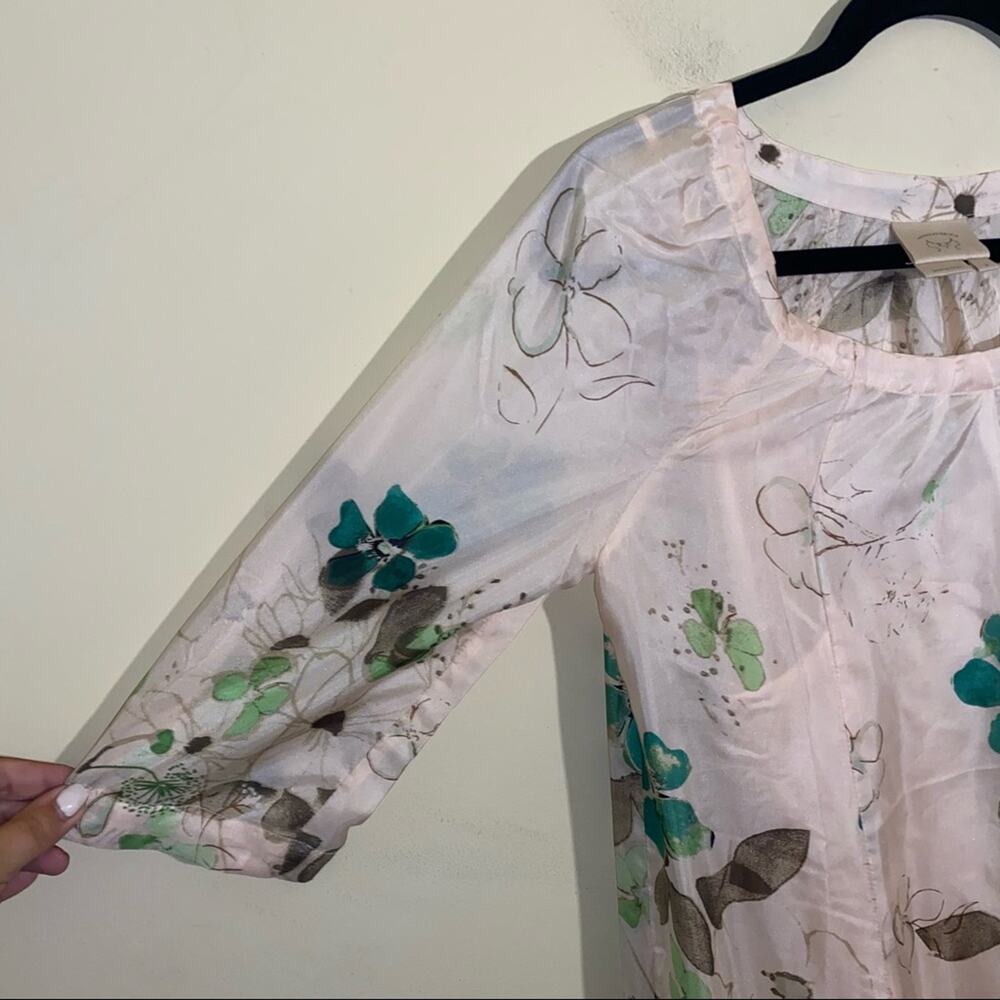 Anthropologie Beige and Green Floral Midi Dress - Picture 6 of 8